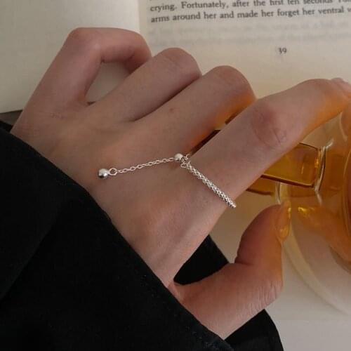 Adjustable sparkling ring s925 sterling silver pull snake bone bare chain index finger ring ladies