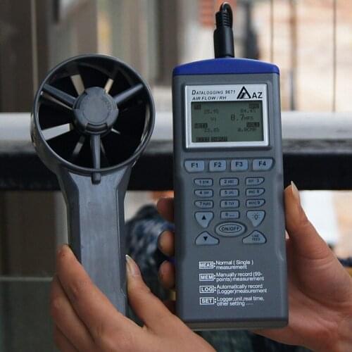 AZ9671 Handheld Hygrothermograph Air Temperature and Air Flow Meter Anemometer with Wind Speed Range 0.6~32 m/s