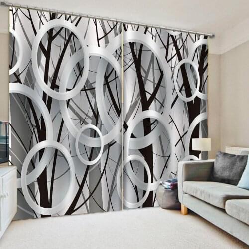 Beautiful Photo Fashion Customized 3D Curtains black branch curtains 3D Window Curtain For Living Room