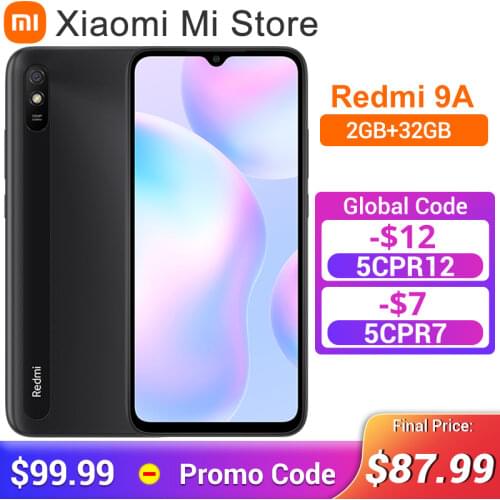 New Global Version Xiaomi Redmi 9A Mobile Phone 2GB 32GB MTK Helio G25 Octa Core 6.53" 5000mAh 13MP Rear Camera Smartphone