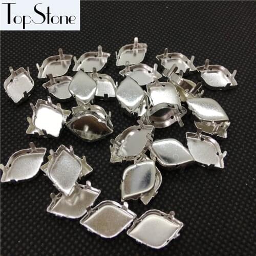 TopStone 12X19mm Lemon Shape Silver Brass Claw Setting Fit for 19x12 mm crystal fancy stones jewelry making