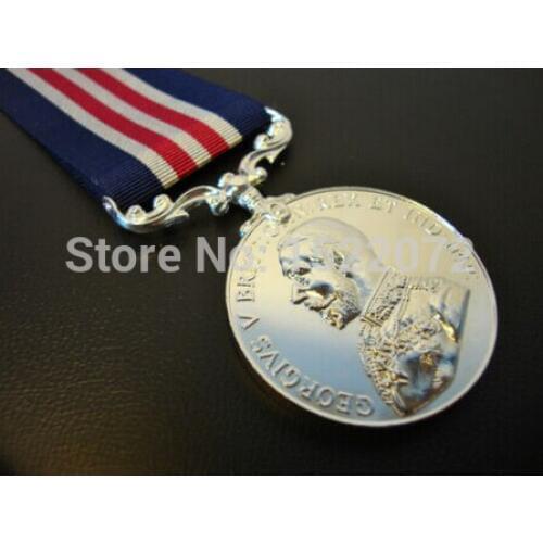 High quality and low price custom WWI GVR GEORGE V ISSUE MILITARY MEDAL & RIBBON hot sales silver FULL SIZED REPLACEMENT medal