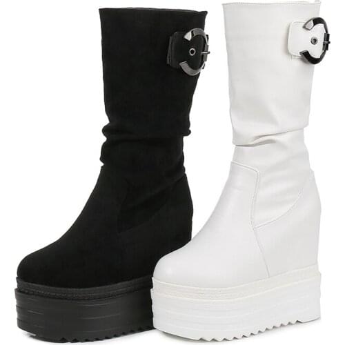 15cm High Heel Platform Shoes Autumn and Winter New Super High Womens Ankle Boots Height Increasing Insole Wedge Heels