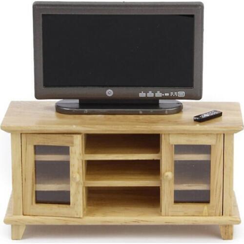 1/12 Scale Dollhouse Miniatures TV Cabinet Stand Table Wooden Toys Furniture Dolls House Handcrafted