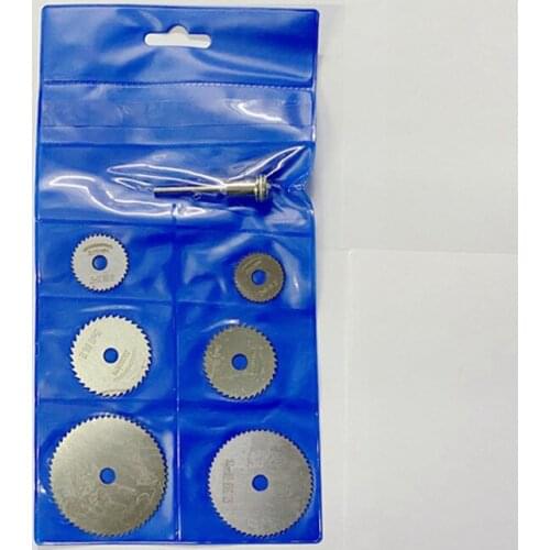 7Pcs/Set Multipurpose Wheel Blades Drill Tool Mini Saw Disc Wood Cutout Circular Rotary Hih Speed Steel with Mandrels