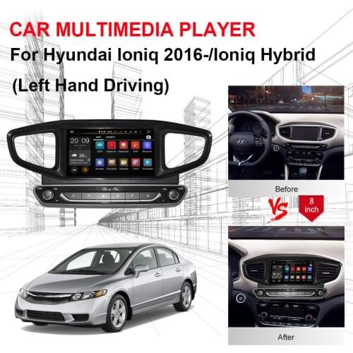 8 Inch Android 8.0 Octa Core 4GB RAM Car GPS Navigation For Hyundai Ioniq 2016-/Ioniq Hybrid Left Hand Driving Radio Stereo