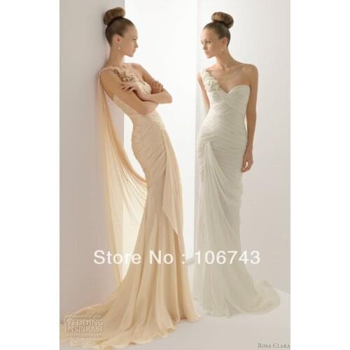 Free shipping 2016 new fashion champagne long sheath design vestidos Formal Elegant party personalized Bespoke Wedding Dresses