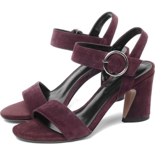 Big Size 9 10 11 12 high heels sandals women shoes woman summer ladies Coarse-heeled buckled sandals