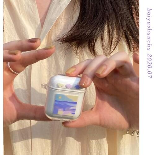 For Airpods Pro 2 1 Case Oil Painting Transparent Cute Bluetooth Headphone Accessories Shockproof Case airpod For Airpods case