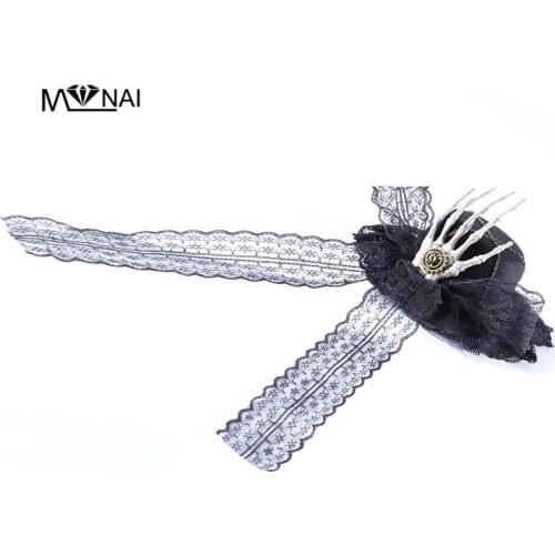 Black Lace Veil Mini Top Hat Gear Skeleton Hand Hair Clip Goth Headwear Steampunk Accessory