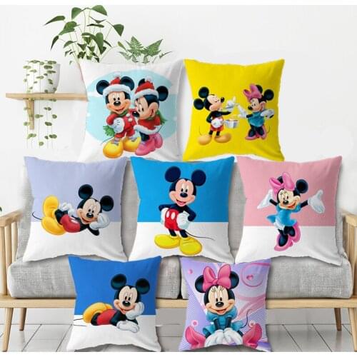 Disney Cartoon Pillowcase Hugging Pillowcase Mickey Minnie Cushion Cover Sofa Cushion Kindergarten Pillow Gift 40x40cm 45x45cm