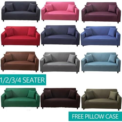 Solid Color 1/2/3/4 Seater Sofa Cover Elastic Adjustable Corner Sofa Covers Universal All-inclusive Slipcovers For Living Room