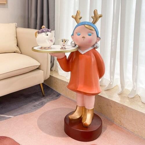 European Retro Girl Figurine Resin Art Statue Living Room Accessories Fashion Home Decor Sculpture Ornaments Nordic Gift