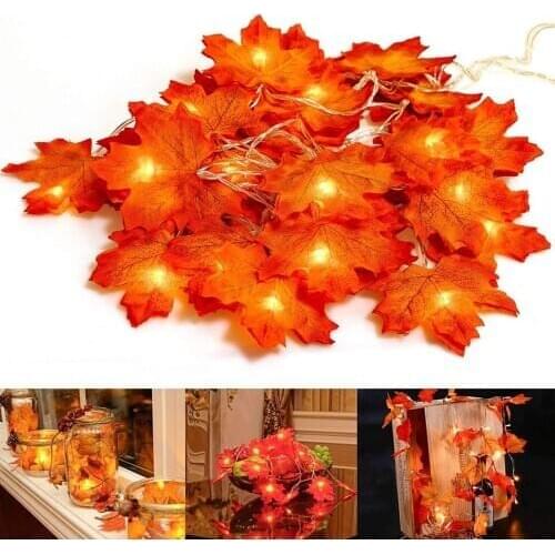 2Pcs Xsky Fairy String Lights 10/20/30 LEDs Maple Leaves Light Battery Operated for Outdoor Home Christmas Party Decoration