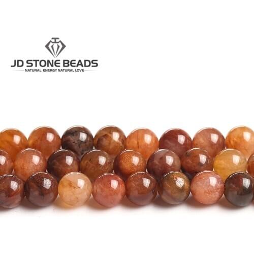 Smooth Natural Red Grass Stone Beads Size 4 6 8 10 12MM For Jewelry Making Needlework Bracelet Necklace Diy Accessories
