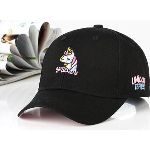 Hat girl versatile cute unicorn embroidered baseball cap summer student street casual sunshade cap