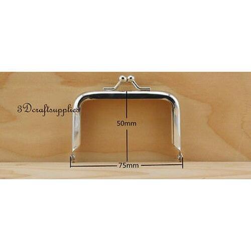 Coin purse frame glue on clasp clip silver 3 inch X 2 inch A66