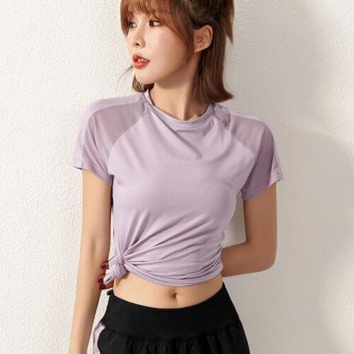 Summer Sportswear T-shirt Short Sleeved Women Quick Drying Workout Tops Leisure Loose Outdoor Running Fitness Yoga Clothes J52