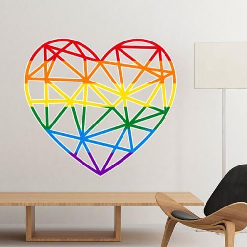 LGBT Stippling Gay Lesbian Transgender Bisexuals Support Heart Modelling Wall Sticker Art Decals Mural Wallpaper for Room Decal