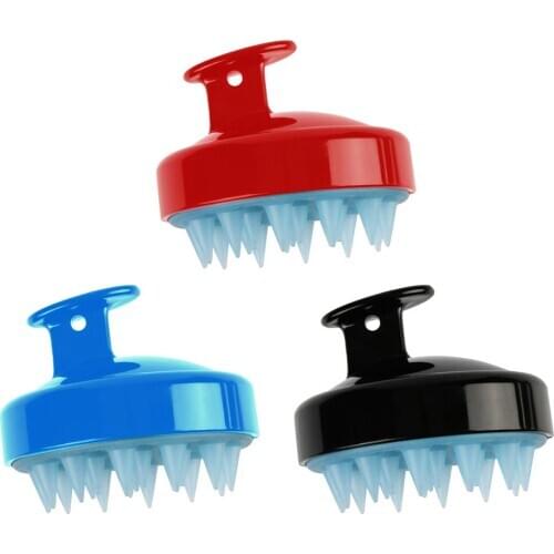 Massage Brush Handheld Shampoo Silicone Scalp Brush Washing Shower Hair Comb Mini Head Meridian Massage Comb Random Color