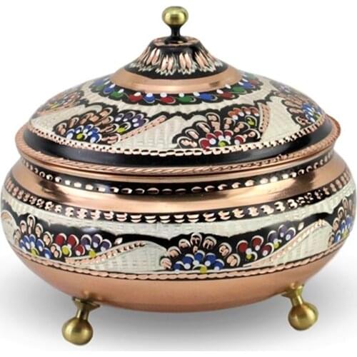 Morya Copper Sugar Bowl Candy Jars with Cover Storage Home Decor Organizer Rustic Dessert Ice Cream Snacks Nuts Bite Big size