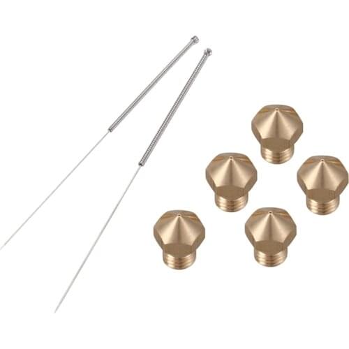 MK10 Nozzle for 3D Printer Makerbot Parts and Extruder Cleaning Tools Kit M7 Thread 0.4mm Nozzle 5 Pieces and 2PCS Drill Bit f