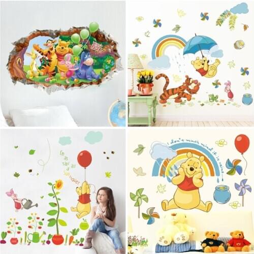 Cartoon Winnie the pooh bear wall sticker for kids room children living room bedroom wall decoration kids christmas gift