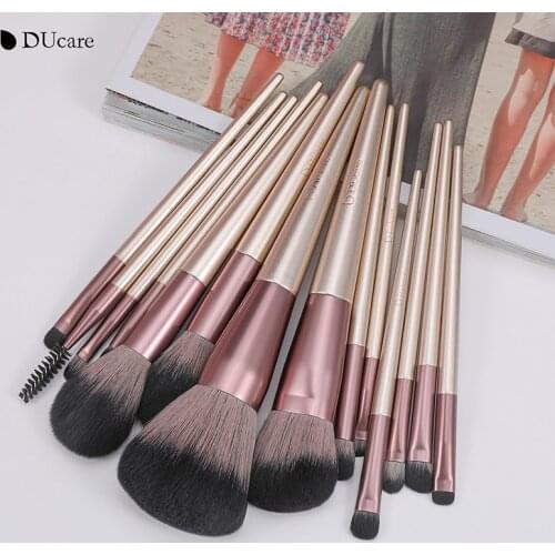 DUcare 14Pcs Makeup Brushes Set Eye Cosmetic Tools High Quality Synthetic Hair Face Eyeshadow Eyebrow Comb Brush With Makeup Bag