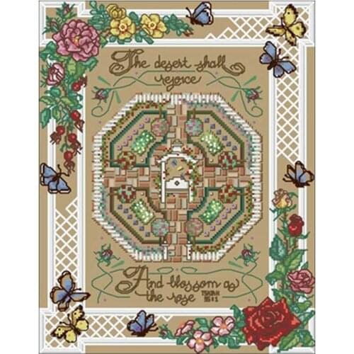 Rose Garden patterns counted 11CT 14CT DIY Cross Stitch Sets wholesale Cross-stitch Kits Embroidery Needlework