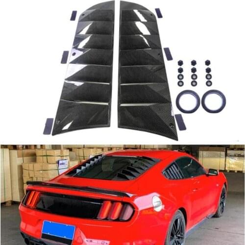 ABS Carbon Fiber Rear Trunk Window Door Louver Scoop Frame Sill Molding Cover For FOR FORD MUSTANG 2015-2021