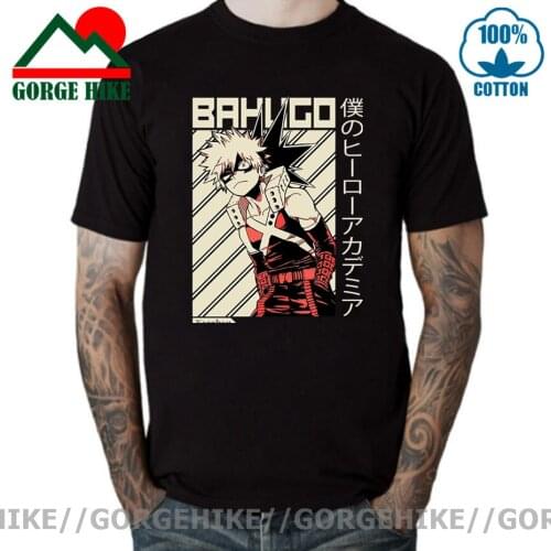 Novelty Mens Boku No Hero Academia Tshirt Short Sleeved Pure Cotton Tee O-neck Leisure Anime Manga Katsuki Bakugo T-shirt Merch