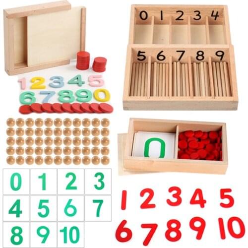Counting Box Math Montessori Toys For Children Wooden Counter Numbers Learning Toy Pre-school Educational Toy Kids Teaching Aids