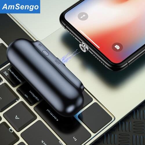 Amsengo Magnetic Charger 2600mAh Mini Portable PowerBank Back Clip Battery for iPhone Samsung Huawei Xiaomi Capsule mobile power