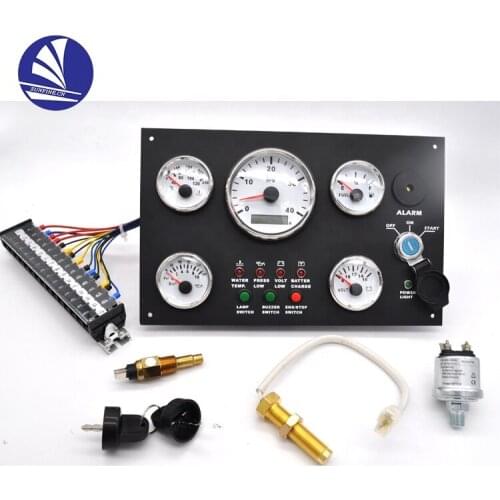 Marine Engine Instrument Gauge panel Truck 5 Gauge Dash Cluster Panel Set White,Black, Compatible All Vessels