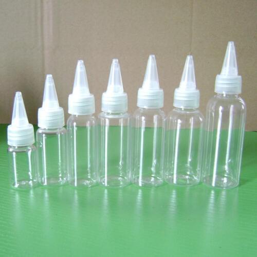 10/15/20/25/30/40/50ml 50pcs/lot pointed mouth cap transparent plastic packing bottle