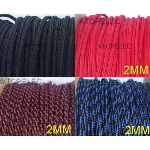 5M 2mm Wide TIGHT Braided PET Expandable Sleeving Cable Wire Sheath Black/Red/Blue/White