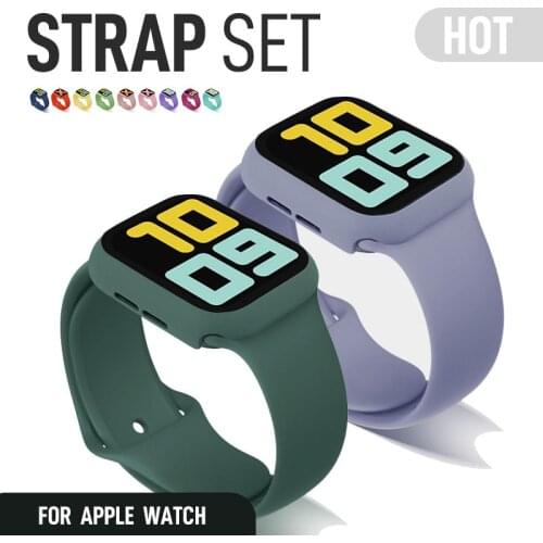 Strap+Glass+Case for Apple Watch Band 44mm 40mm iWatch band 42mm 38mm silicone bumper+bracelet for apple watch series 4 3 5 SE 6
