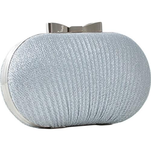 Wedding Bridal Beaded Women Evening Bag Chain Shoulder Handbags Elegant Rhinestones Clutch Evening Bag Egg Shape Day Clutch(Silv