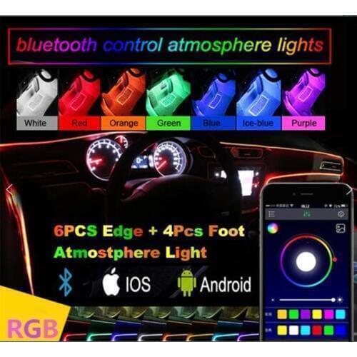 Led Car Interior Ambient Atmosphere Mood Light Rgb App Remote Control Backlight Auto Foot Center Console Door Decorative Lights