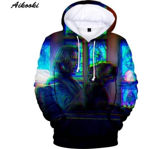 Aikooki John Wick 3 Hoodies Men/Women Hoodie Sweatshirts Hooded Mens John Wick Tracksuits Cool Design 3D Fas Peculiar All-match