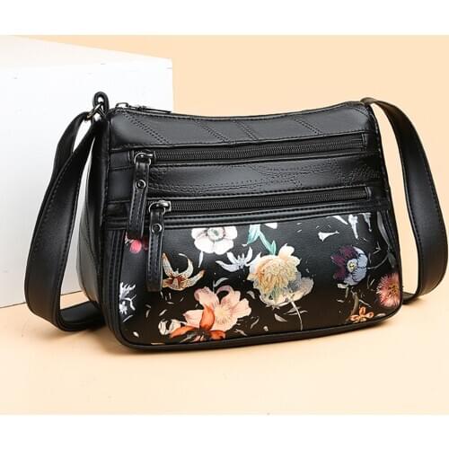 Fashionable Soft Leather Comfortable Leisure Chic Shoulder Bag Women Big Capacity Multi-pocket Zipper Messenger Pouch