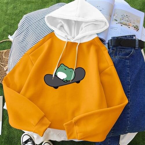 2021 Womens Comfy New Stitching Sweatshirt Daily Plus Velvet Long Sleeve O-neck Sweatshirt Top Fashion Simple Cute Sweatshirts