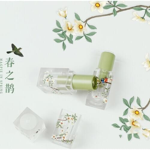 10/30/50pcs matte transparent Square lipstick tubes grass green 3D pattern empty lip tubes makeup package material wholesell