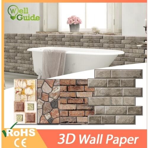 3D Wall Stickers Marble Brick Waterproof DIY Self-Adhesive Decor Background For Kids Room Living Room Wallpaper Sticker