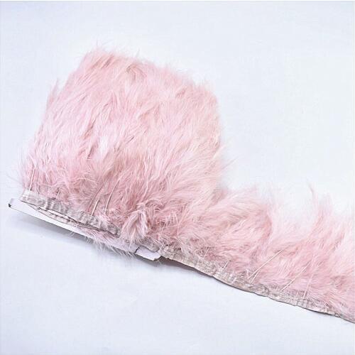 5yards Leather Pink Marabou/Pheasant Feather ribbon Trim 10-15cm diy decor Turkey feathers for crafts Wedding decoration plumes