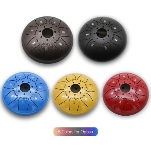 6in Metal Tongue Drum Mini 8-Tone Hand Pan Drums with Drumsticks Percussion Musical Instruments