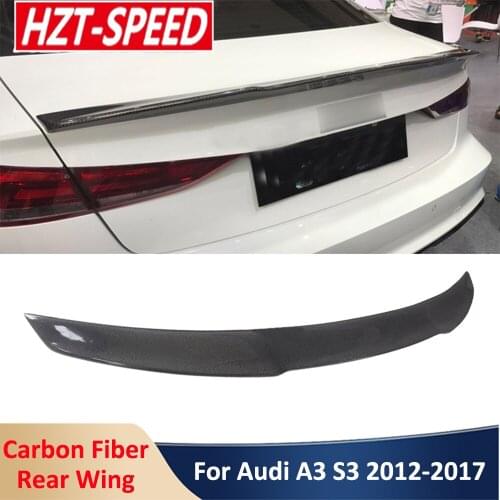 A3 S-line S3 Sedan V Style Carbon Fiber Material Rear Spoiler Wing Car Body Kit For Audi 2012-2017 Modification