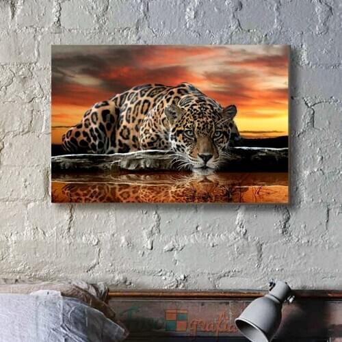 5D DIY Diamond Painting "Leopard Tiger" Cross Stitch Kit Full Drill Square Diamond Embroidery Mosaic Pattern Crystal Home Decor