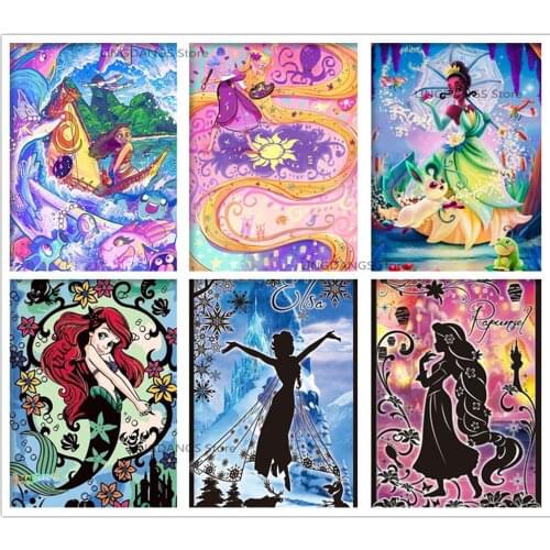 5d Diy Diamond Painting Disney Princess Dark Little Mermaid Cartoon Diamond Mosaic Embroidery Cross Stitch Kits Home Decor Gift