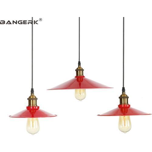 American LED Pendant Light Vintage Industrial Loft Decor Red Iron Hanging Lamp Dining Room Warehouse Home Lighting Luminaire